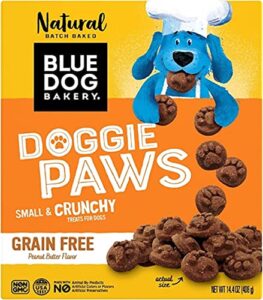 blue dog bakery natural dog treats, doggie paws, grain free peanut butter flavor, 14.4oz (1 count),package may vary