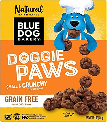 Blue Dog Bakery Natural Dog Treats, Doggie Paws, Grain Free Peanut Butter Flavor, 14.4oz (1 Count),Package may vary