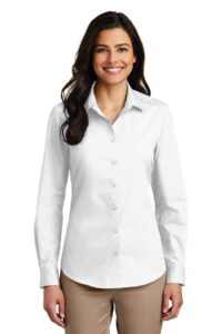 port authority ladies long sleeve carefree poplin shirt 3xl white
