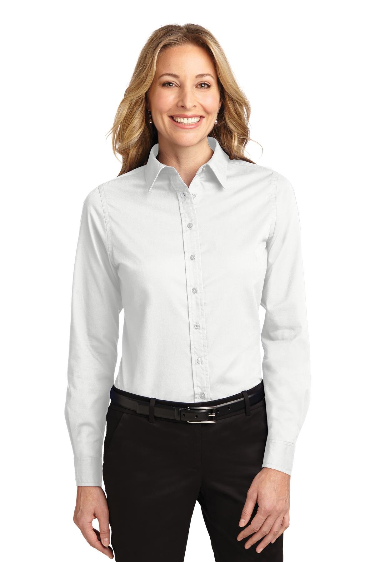 Port Authority Ladies Long Sleeve Carefree Poplin Shirt 3XL White