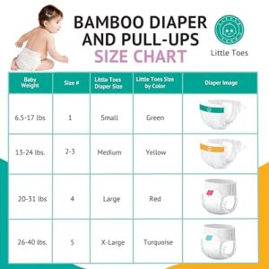 Little Toes Natural Disposable Bamboo Diapers ǀ Premium Quality ǀ Hypoallergenic ǀ Pure Comfort ǀ Eco-Friendly ǀ Sustainable ǀ Size 2-3 Medium ǀ 36 Pack