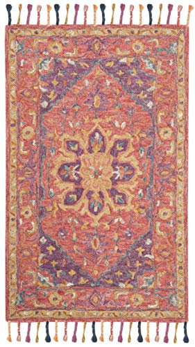 SAFAVIEH Aspen Collection Accent Rug - 4' x 6', Pink & Violet, Handmade Boho Braided Tassel Wool, Ideal for High Traffic Areas in Entryway, Living Room, Bedroom (APN226A)