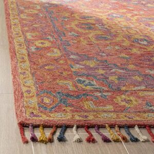 SAFAVIEH Aspen Collection Accent Rug - 4' x 6', Pink & Violet, Handmade Boho Braided Tassel Wool, Ideal for High Traffic Areas in Entryway, Living Room, Bedroom (APN226A)