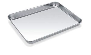 baking sheet, zacfton stainless steel cookie sheet baking pan tray for toaster oven size 9 x 7 x 1 inch, non toxic & healthy,superior mirror finish & easy clean, dishwasher safe