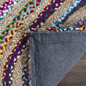 SAFAVIEH Cape Cod Collection Accent Rug - 4' x 6', Natural & Multi, Handmade Boho Braided Jute, Ideal for High Traffic Areas in Entryway, Living Room, Bedroom (CAP605A)
