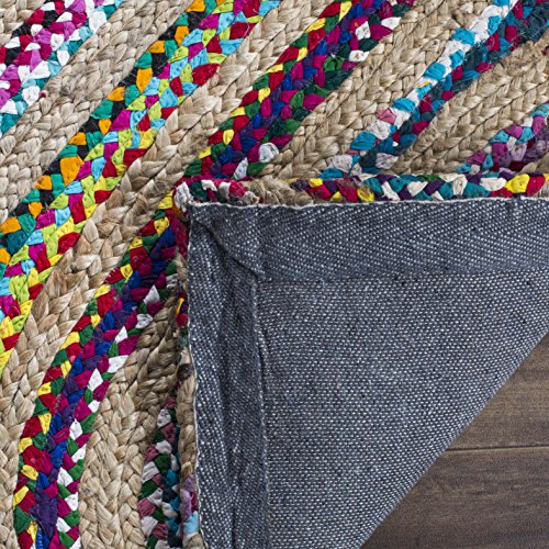 SAFAVIEH Cape Cod Collection Accent Rug - 4' x 6', Natural & Multi, Handmade Boho Braided Jute, Ideal for High Traffic Areas in Entryway, Living Room, Bedroom (CAP605A)