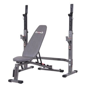 body champ olympic weight bench with squat rack included, two piece set, workout bench, versatile strength training equipment for home gym, pro3900, grey