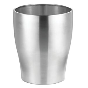 mdesign steel 1.67 gallon trash can small round wastebasket metal garbage container recycle bin for waste, recycling in bathroom, kitchen, bedroom, home office, outdoor trashcan - polished