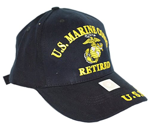 U.S. United States Marine Corps Retired Black Hat Cap USMC Marines 4-07-B