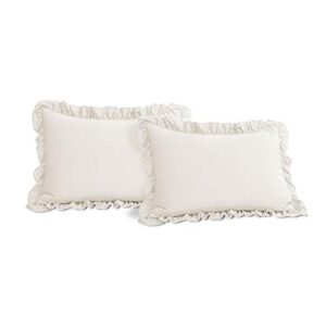 Lush Decor Reyna 3-Piece Ruffled Comforter Bedding Set with Pillow Shams, King, White