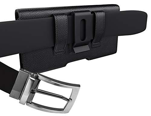 Meilib Holster for iPhone 15, 15 Pro 14, 14 Pro, 13, 13 Pro, 12, 12 Pro, Xs, XR, 11, 10, Cell Phone Belt Holder Case with Belt Clip ID Card Slot Pouch Cover (Fits Phone with Case on) Medium Black