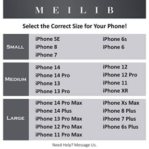 Meilib Holster for iPhone 15, 15 Pro 14, 14 Pro, 13, 13 Pro, 12, 12 Pro, Xs, XR, 11, 10, Cell Phone Belt Holder Case with Belt Clip ID Card Slot Pouch Cover (Fits Phone with Case on) Medium Black