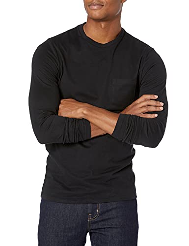 Amazon Essentials Men's Slim-Fit Long-Sleeve T-Shirt, Black, Large