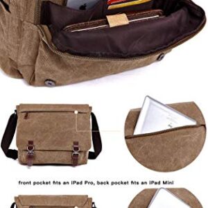 Sechunk Canvas Leather Messenger Bag Shoulder bag Cross body bag Crossbody 13 Inch Laptop Bag