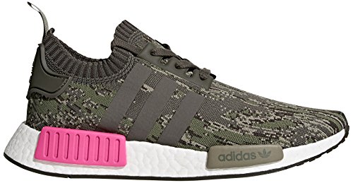 adidas Originals Men's NMD_R1 Primeknit Running Shoe, Utility Grey/Utility Grey/Shock Pink, 10