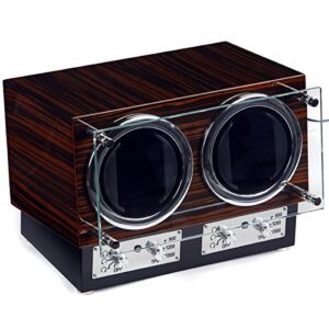 the luxury box - paragon 2 glass window display double watch winder - color: ebony (lacquer)