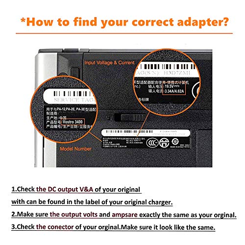 45W AC Adapter Laptop Charger for Dell Inspiron 11 13 14 17 15 3000 5000 7000 Series 3147 3148 3152 3451 3452 3458 3459 5458 5368 5378 5379 5559 5759 7352 7353 7347 7348 7368 7378 Power Supply Cord