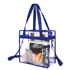 bagail clear bags stadium approved clear tote bag with zipper closure crossbody messenger shoulder bag with adjustable strap(12 inch x 12 inch x 6 inch,royalblue)