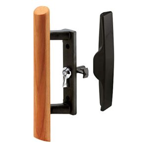 prime-line mp1095 sliding door handle, 3-1/2 in., diecast and wood, black, hook style (single pack)