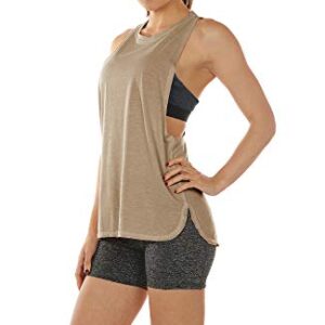 icyzone Workout Tank Tops for Women - Running Muscle Tank Sport Exercise Gym Yoga Tops Athletic Shirts(Pack of 3)(XL,Black/Beige/Pale Blush)