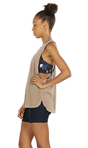 icyzone Workout Tank Tops for Women - Running Muscle Tank Sport Exercise Gym Yoga Tops Athletic Shirts(Pack of 3)(XL,Black/Beige/Pale Blush)