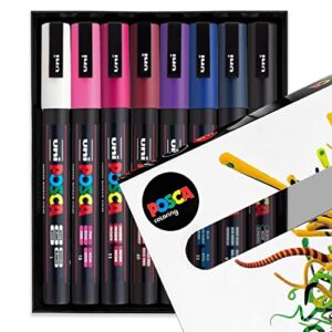 posca colouring - pc-3m midnight tones - set of 8 - in gift box
