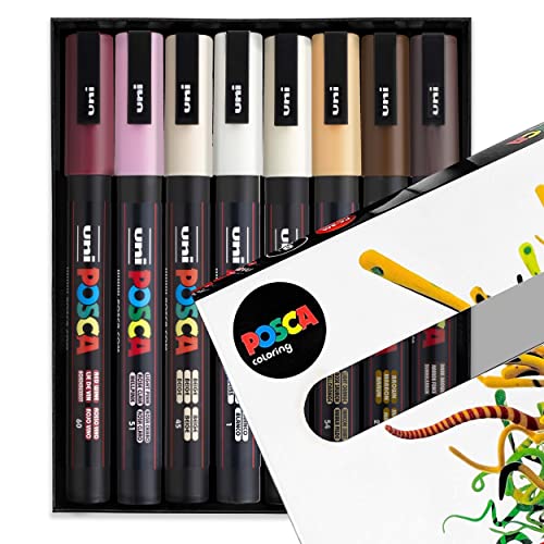 posca Colouring - PC-3M Warm Neutral Tones - Set of 8 - In Gift Box