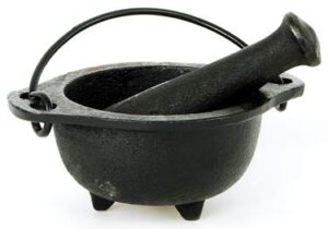circuitoffice cast iron cauldron, for smudging, cone incense, granular incense, charcoal incense, rituals, altars, wicca, pagan, decorations or gifts (3" diameter mortar & pestle set)