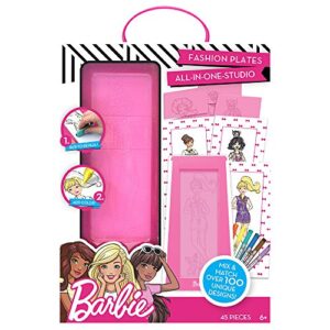 barbie fashion plates all in one studio sketch design activity set – fashion design kit for kids ages 6 and up