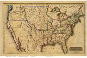 the united states of america 1820 map - usa reprint morse