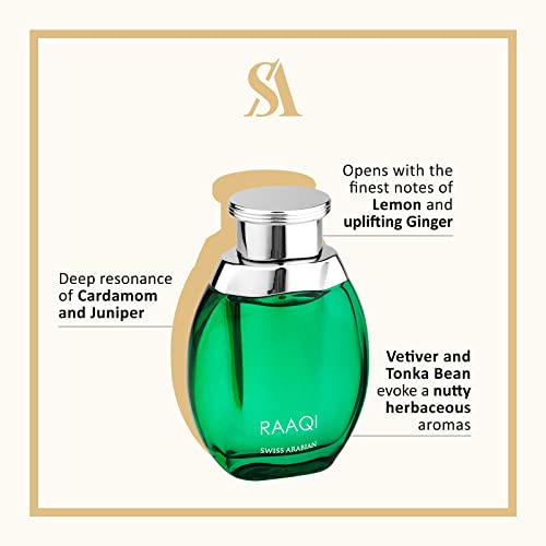 Swiss Arabian Raaqi - Luxury Products From Dubai - Long Lasting And Addictive Personal EDP Spray Fragrance - A Seductive, Signature Aroma - The Luxurious Scent Of Arabia - 3.4 Oz