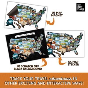 SEE MANY PLACES 28x22" USA Scratch Off Travel Map with Gold Foiling