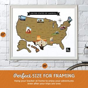 SEE MANY PLACES 28x22" USA Scratch Off Travel Map with Gold Foiling