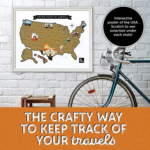 SEE MANY PLACES 28x22" USA Scratch Off Travel Map with Gold Foiling