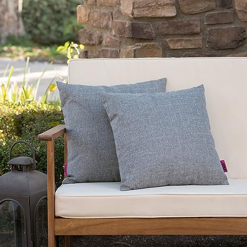 Christopher Knight Home Coronado Outdoor Water Resistant Square Throw Pillows, 2-Pcs Set, Grey