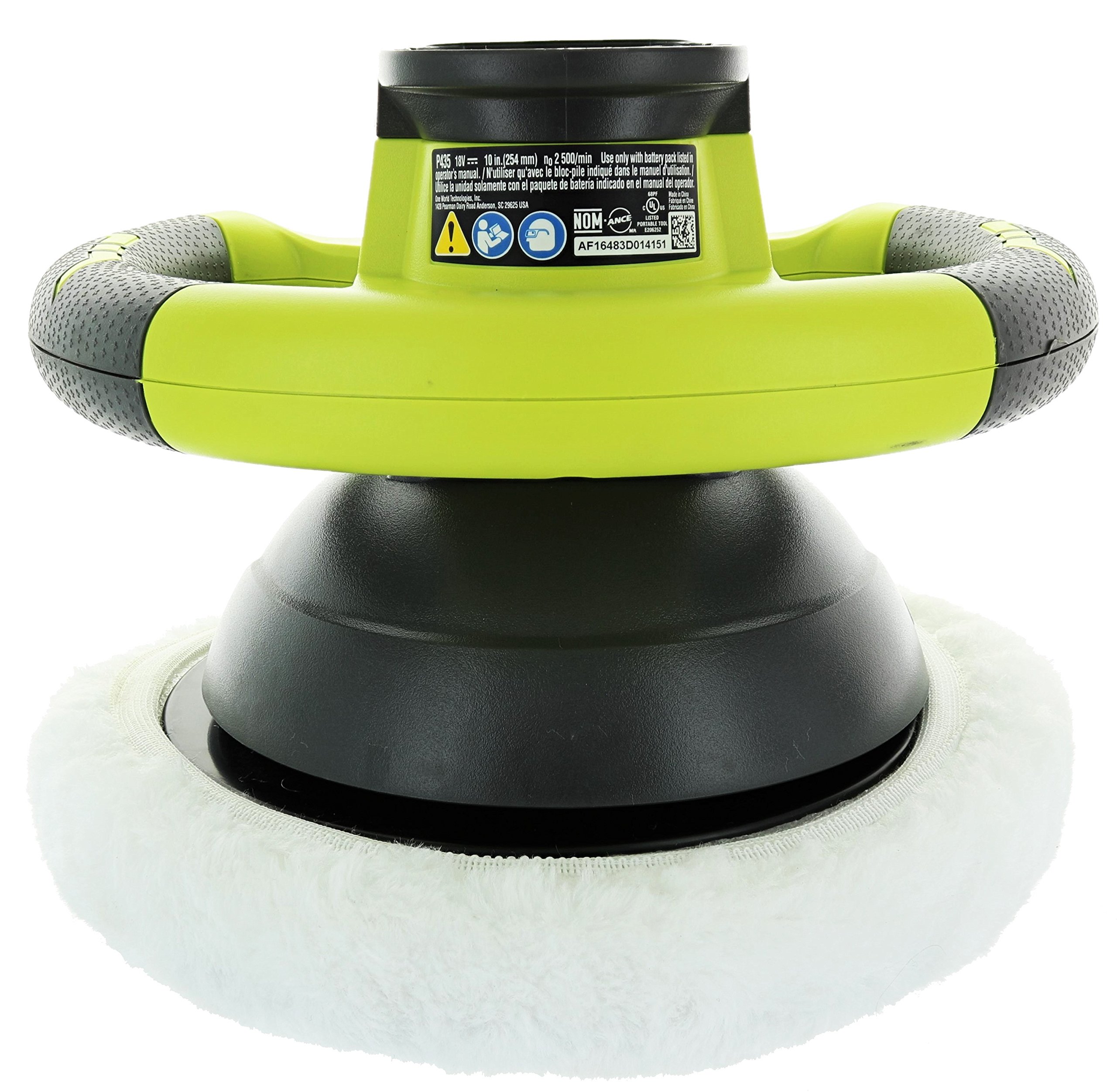 RYOBI P435 One+ 18V Lithium Ion 10" 2500 RPM Cordless Orbital Buffer/Polisher with 2 Bonnets (Battery Not Included, Power Tool Only)