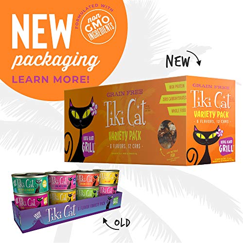 Tiki Cat Grill, Tuna & Crab Surimi, High-Protein and 100% Non-GMO Ingredients, Wet Whole Foods Cat Food for All Life Stages, 2.8 oz. Cans (Case of 12)