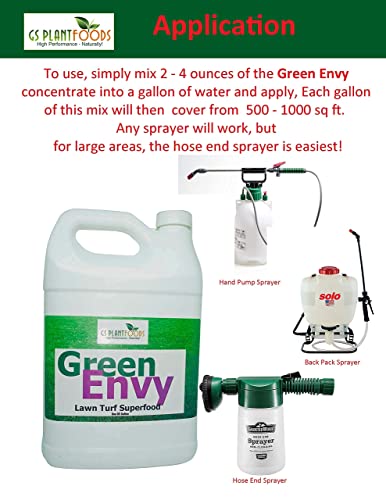 Green Envy Liquid Lawn Food / Fertilizer Concentrate for Any Grass Type (1 Gallon), Turf Care & Healthy Grass