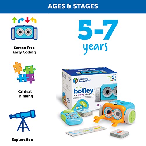 Learning Resources Botley The Coding Robot - 45 Pieces, Ages 5+ Screen- Free Coding Toys, Coding STEM Toy for Kids, Coding for Kids