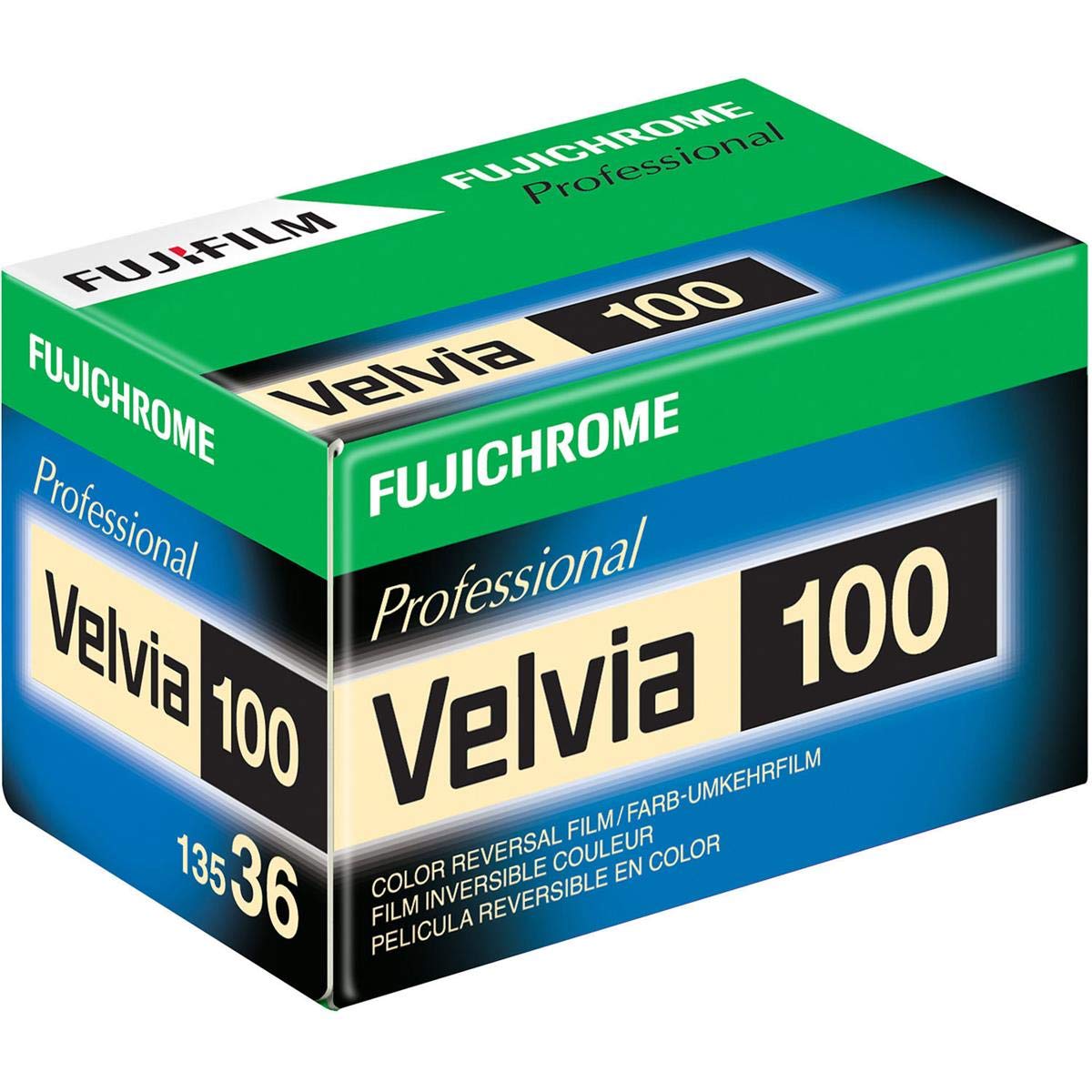 Fujifilm Fujichrome Velvia RVP 100 Color Slide Film ISO 100, 35mm Size, 36 Exposure, RVP100-36, Transparency.