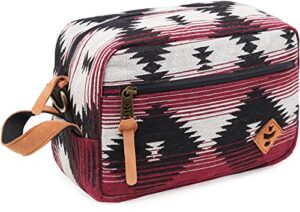 revelry supply the stowaway - men toiletry bag for traveling, water resistant, lockable & padded (maroon pattern)