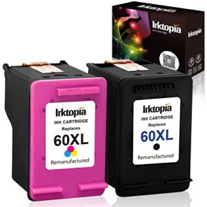 inktopia remanufactured ink cartridges replacement for hp 60xl 60 xl cb336wn cb338wn high yield (1 black, 1 tri-color) for hp photosmart c4680 d110 deskjet d2680 f2430 f4210 printer