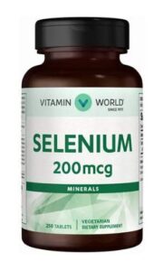 vitamin world selenium 200 mcg.vegetarian dietary supplement 250 tablets