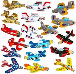 party favors for kids - bulk toys - 72 pack of airplane gliders bulk party pack individually wrapped flying paper planes – assorted designs - for rewards and prizes, pinata fillers, carnival prizes