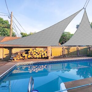 e&k sunrise 10' x 10' x 10' sun shade sail triangle canopy shade cover uv block for pergola patio backyard garden outdoor (light gray)