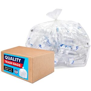 95-96 gallon clear trash bags, (value 25 bags w/ties) extra large clear plastic garbage bags, 61"w x 68"h.