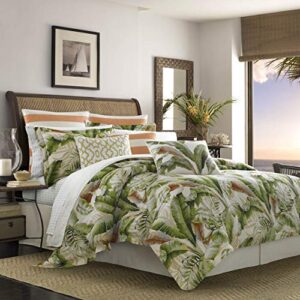 tommy bahama - california king comforter set, cotton sateen bedding with matching shams & bedskirt, home decor for all seasons (palmiers green, california king)