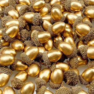 lorigun 50 pcs artificial acorns golden acorn with natural acorn cap fake acorn for decoration home house kitchen decor christmas decoration fall table scatter crafting