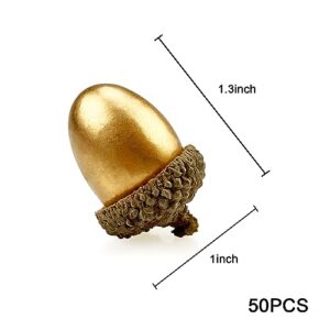 Lorigun 50 Pcs Artificial Acorns Golden Acorn with Natural Acorn Cap Fake Acorn for Decoration Home House Kitchen Decor Christmas Decoration Fall Table Scatter Crafting