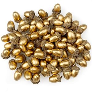 Lorigun 50 Pcs Artificial Acorns Golden Acorn with Natural Acorn Cap Fake Acorn for Decoration Home House Kitchen Decor Christmas Decoration Fall Table Scatter Crafting